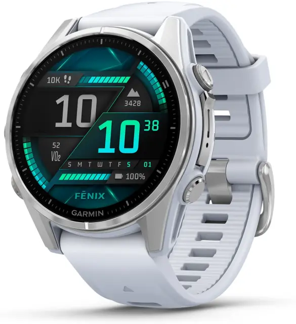 PAMETNI OUTDOOR SAT GARMIN FENIX 8 43MM AMOLED SILVER, WHITESTONE REMEN